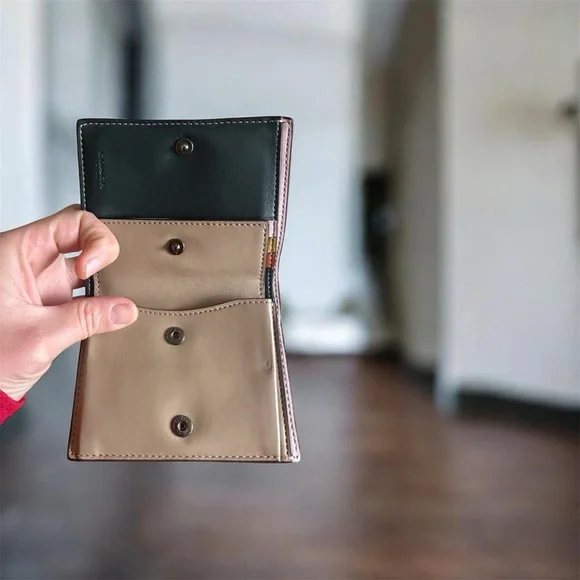 Coach 89311 Small Snap Wallet With Colorblock Interior Pine Green Multi - Picture 6 of 10